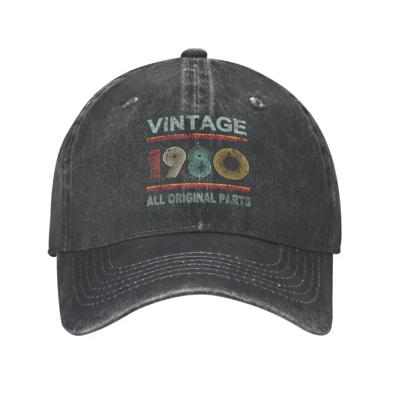 

Personalized Cotton Vintage Born In 1980 Baseball Cap Women Men Adjustable All Original 43 Years Old 40th Birthday Gift Dad Hat