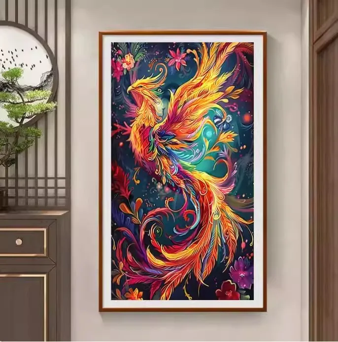 11ct 60x100cm Phoenix Embroidery DIY Chinese Style Printed Kits Cross Stitch Needlework Set Home Decor Crafts 59 Colors