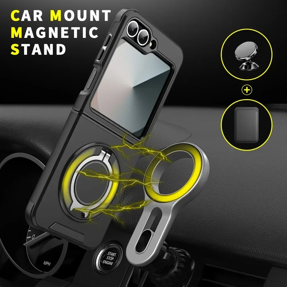 Magnetic 360 Rotating Bracket Phone Case with Ring Holder - Hard Shell Protective Cover