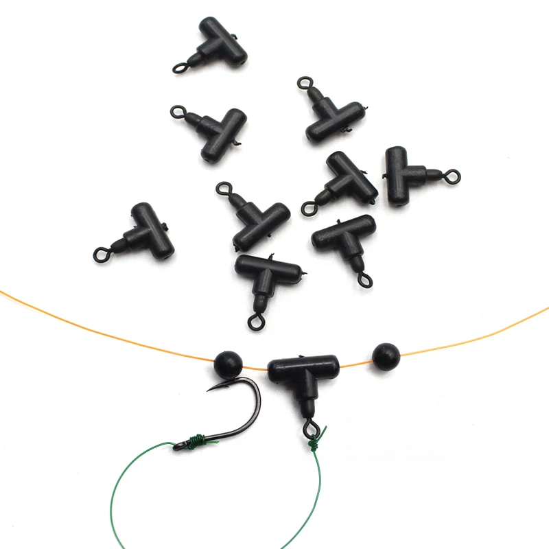 15pcs Carp Fishing Tackle Rig Beads Clip Black T-Swivel Running