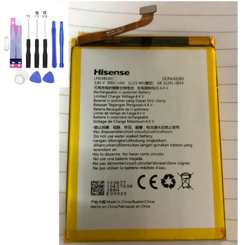 

Battery 3000mAh 11.55Wh 3.85V LPN385300 for Hisense F23 F23M Cell phone batterie+TOOLS