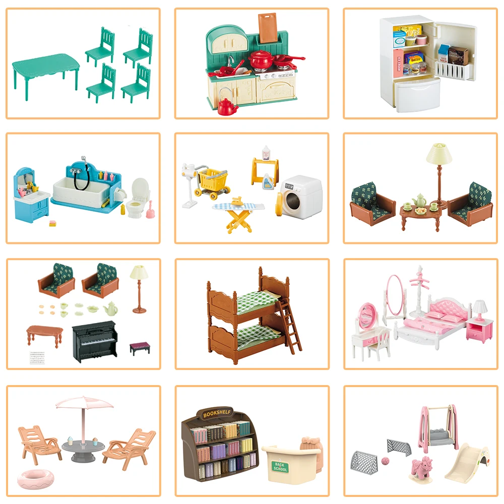 1:12 Scale Dollhouse Miniature Furniture Villa House Bunny Reindeer Kitchen Food Picnic Car Accessories Simulation Set For Gifts 4