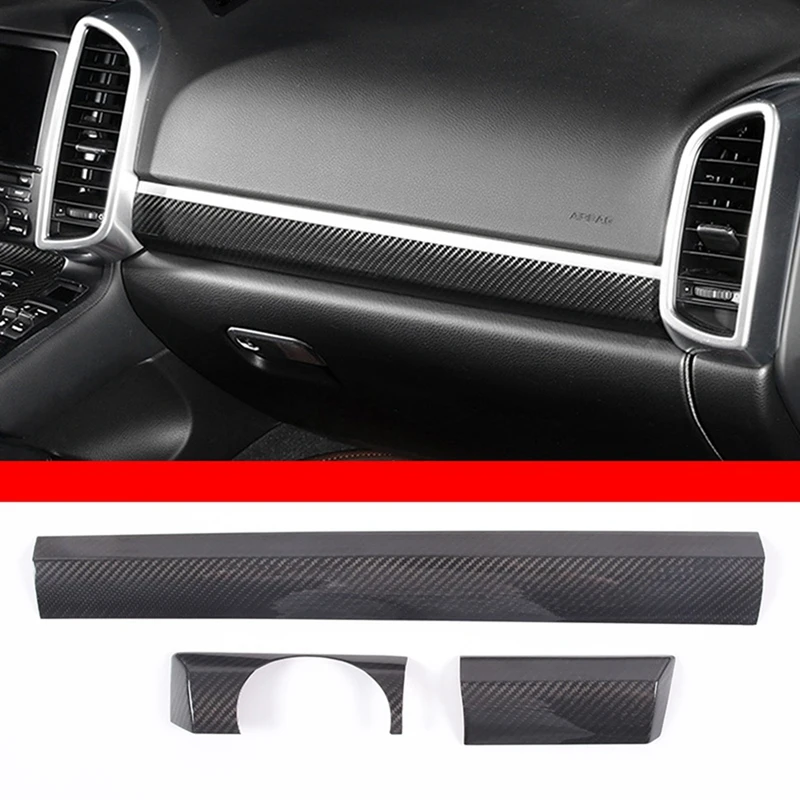 

Для Porsche Cayenne 2011-2017, Центральная панель автомобильной консоли из сухого углеродного волокна, крышка приборной панели, декоративная отделка, стикеры, аксессуары, детали