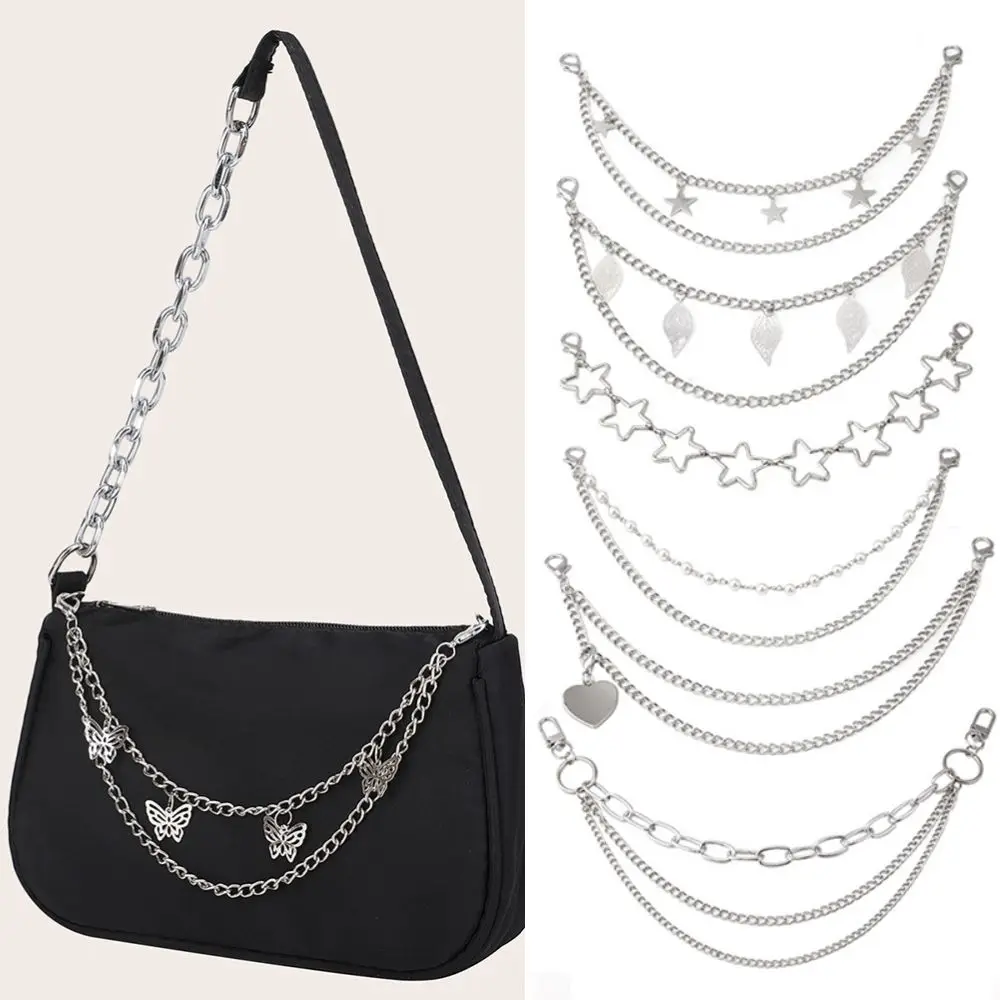 

Personality Hollow Out Pentagram Bag Chain Double Layer Metal Handles For Handbag DIY Replacement Shoulder Bag Chains Belt New