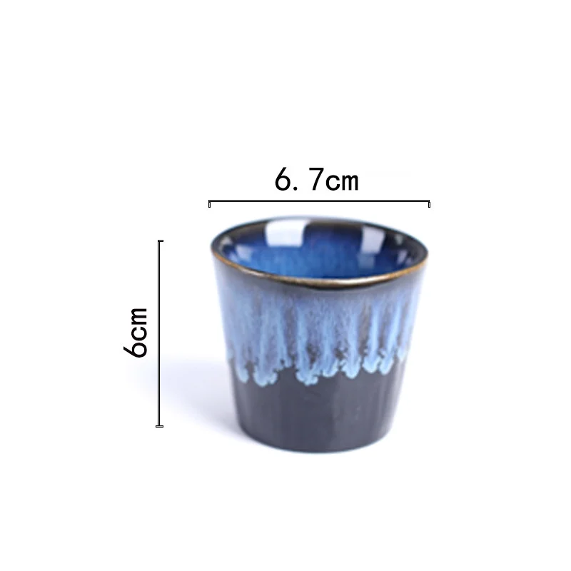 Japanese Blue Kiln Glazed Ceramic Soup Bowl Rice Bowl Dinner Plate Water Cup Tableware For Home Restaurant