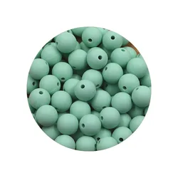 Vibrant Silicone Beads for DIY Jewelry Crafting - 50 Pieces, 12/15mm (Mint green)