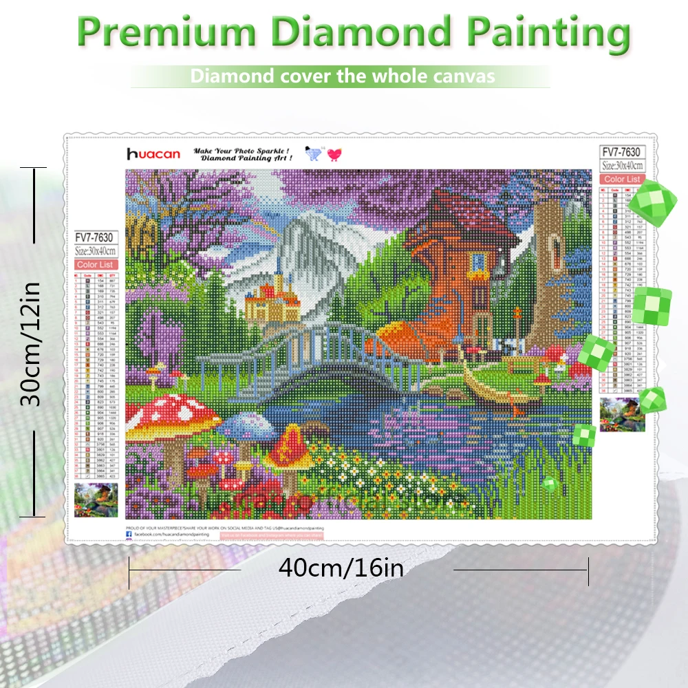 Landscape Diamond Painting House Mosaic Garden Embroidery Complete Kit Rhinestone Pictures Wall Decor HUACAN