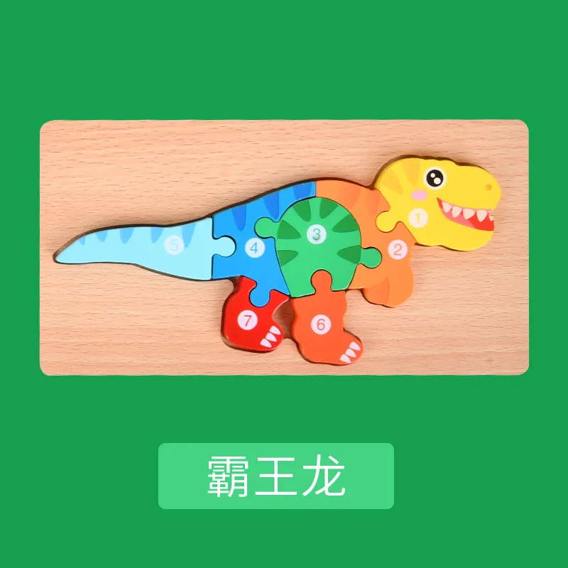 Montessori Wooden Child Puzzles For Kids Toys For Kids 2- 4 Years Old Wooden Puzzles For Kids Dinosaur Toy Gifts j8