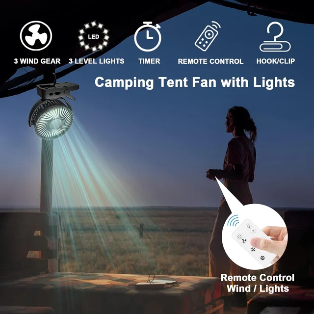 Rechargeable Remote Desk Fan,12000mAh Battery Operated Clip on Fan,Air Circulating USB Fan for Office Car Home Outdoor Stroller 2