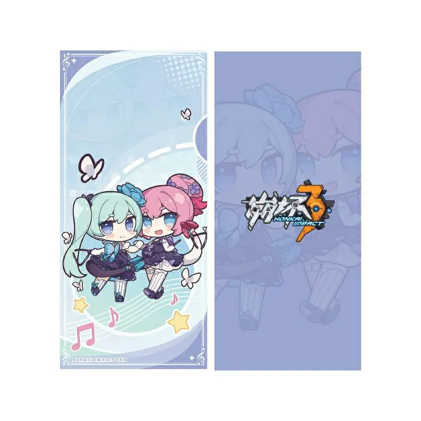 Game 4Pcs/Set Honkai Impact 3 Q Version Painting HD Laser Paper Double-sided Gilded Bookmark Postcard for Fans Gifts