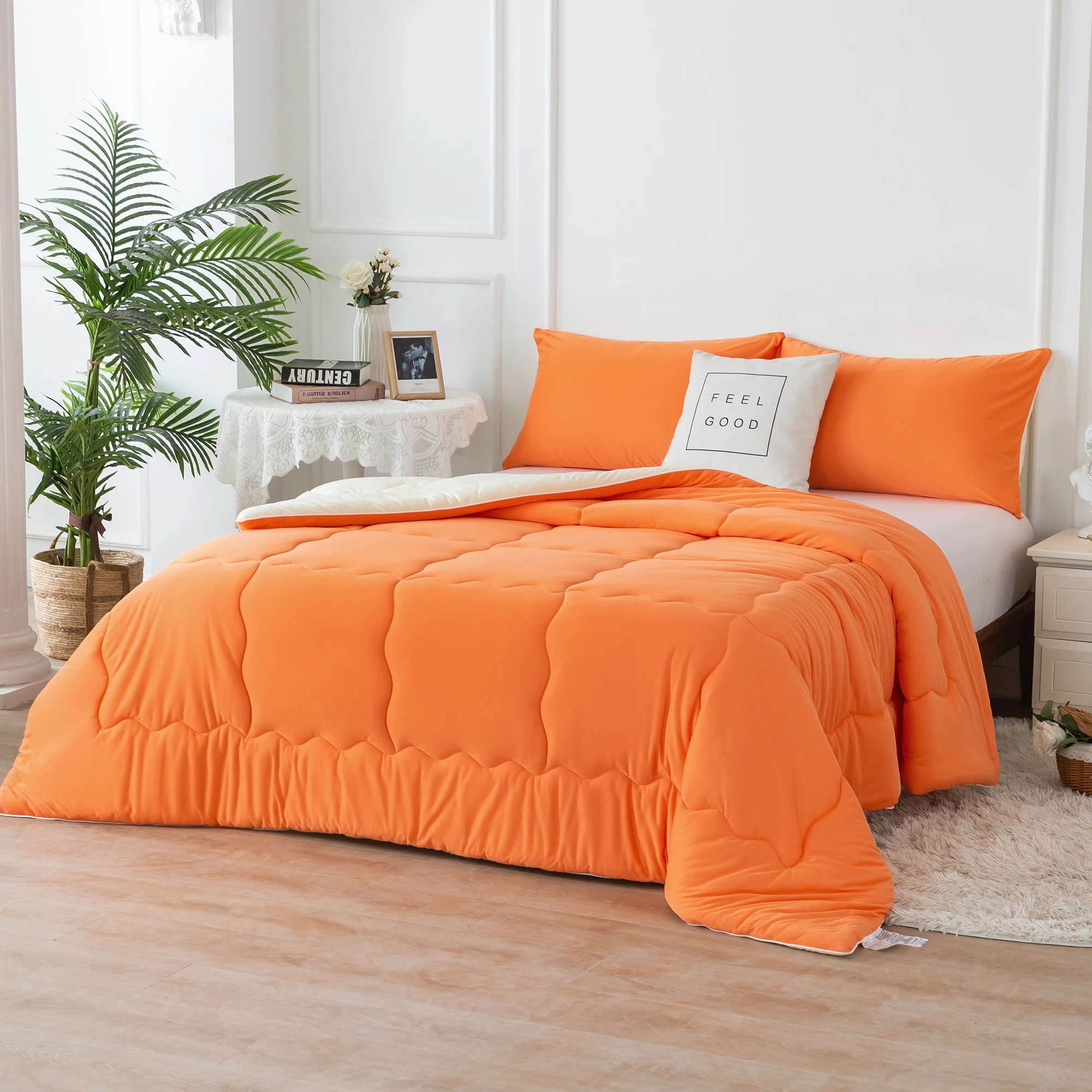 

Комплект ультрамягкого одеяла, двустороннее трикотажное Хлопковое одеяло стандартной длины с 2 наволочками для всесезонного использования