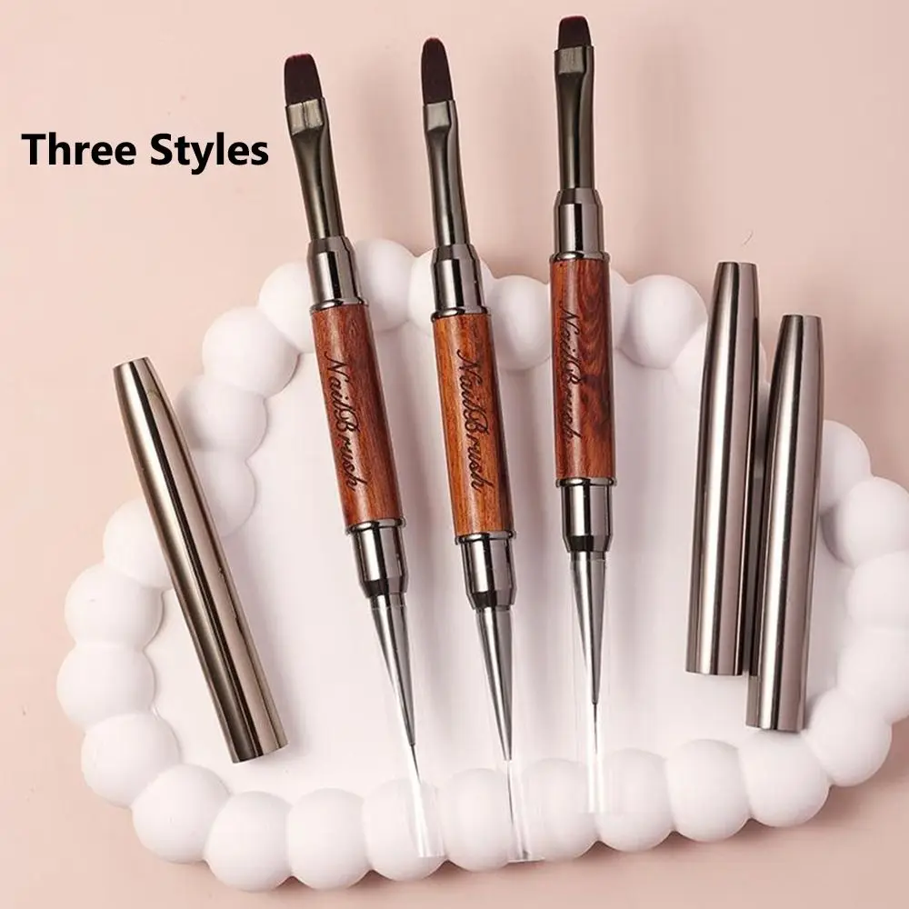New Sandalwood Pole Nail Art Brush Dual-ended Professional Nail Liner Brush Nail Art Painting Pen Gel Nail Application