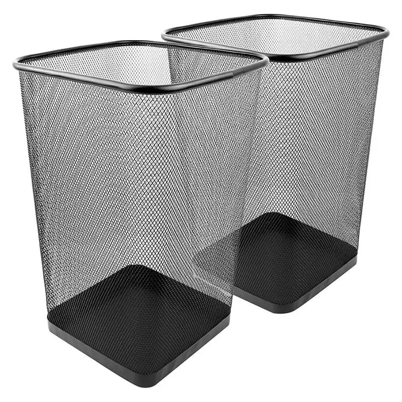 

gal Mesh Metal Wastebasket, 2 Pack, Black