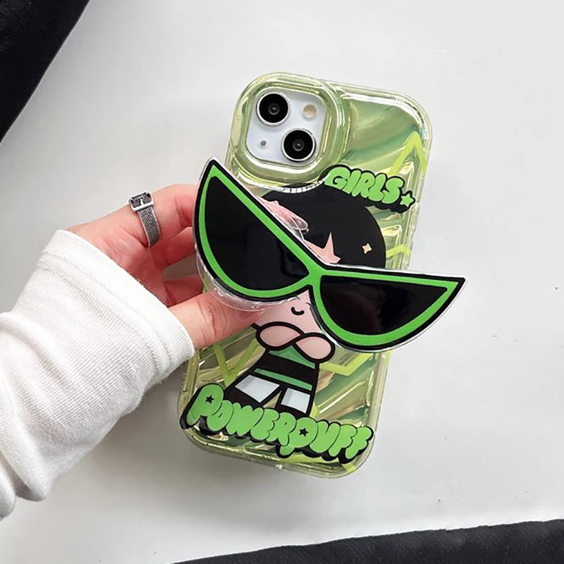 thumbnail image 1 of Cute Cartoon Powerpuff Girls Holder Case for iPhone 14 13 12 11 Pro Max X XR XS 6 6S 7 8 Plus SE 2020 Transparent Silicone Cover, 1 of 5