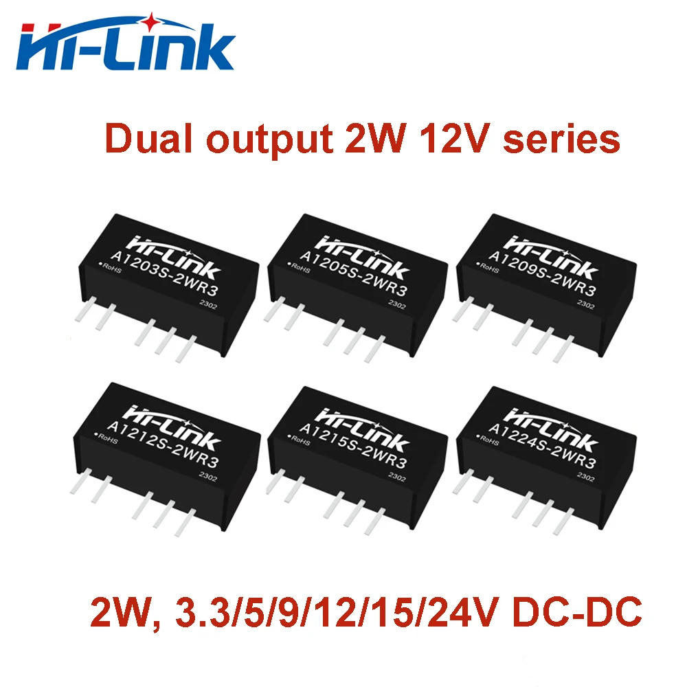 Hi-Link Dual Output 2W 3.3V/5V/9V/12V/15V/24V A1205S-2WR3 A1212S-2WR3 A1224S-2WR3 DC-DC Power Supply Converter Module