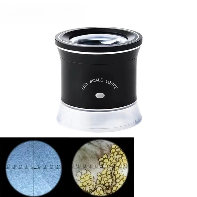 HJ-30X 휴대용 실린더 충전식 확대경 LED UV 라이트 각도 측정판 포함