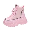Fashion Chunky Platform Motorcycle Boots Women Autumn Winter Thick Bottom Ankle Botas Mujer White High Top Gothic Sneakers Shoes 5