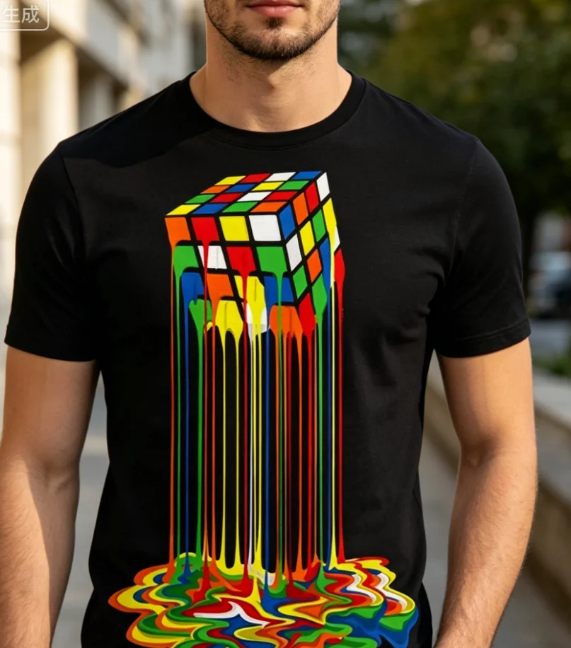 T-shirt da uomo con stampa 3D retrò in colori vivaci, dal design elegante e casual in stile streetwear hip-hop. - immagine 5