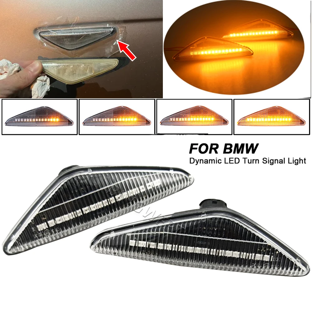 2pcs Dynamic LED Side Marker Light For BMW E46 2D 2003-2006 325Ci 330Ci Coupe Co