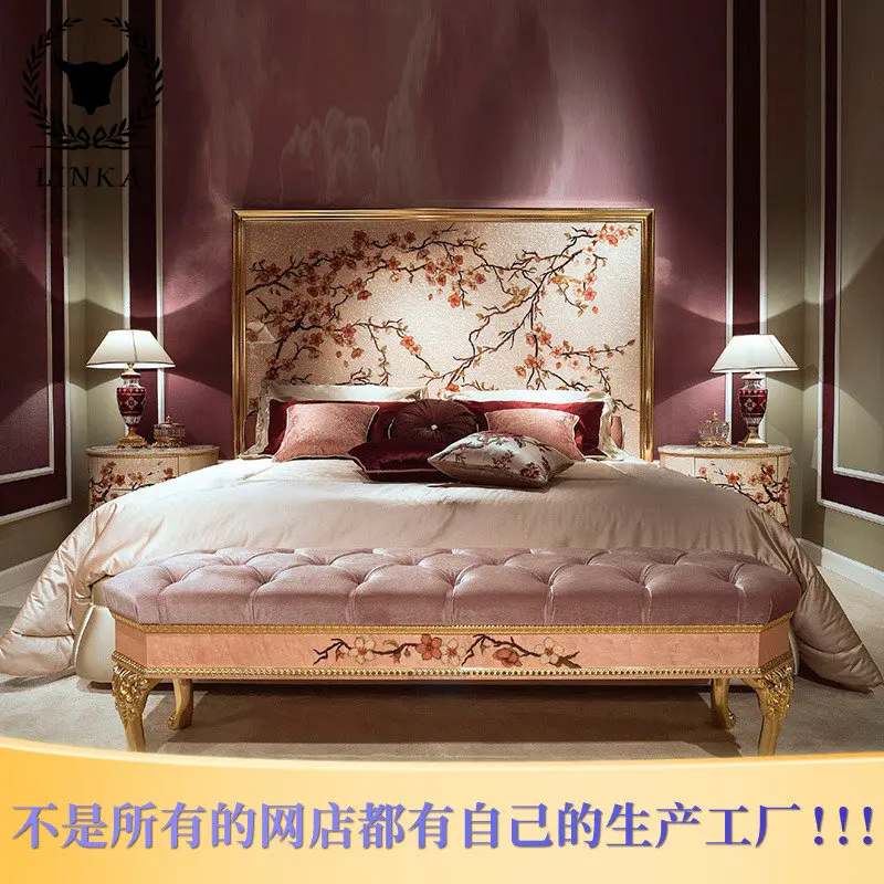 

Однотонная деревянная кровать deluxe, резная двойная кровать, Французский дворец, принцесса, Европейский мастер, спальня, свадебная кровать на заказ