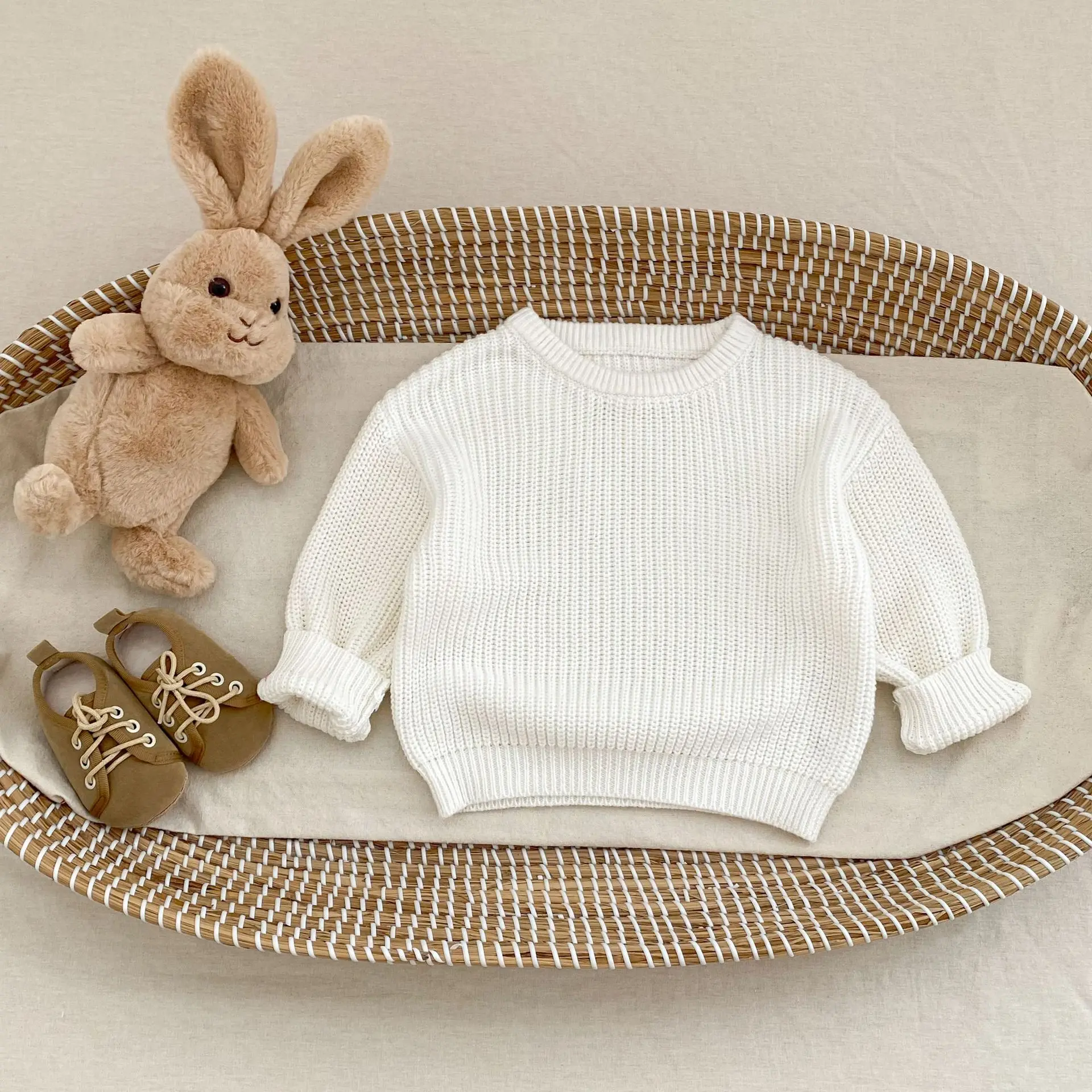 Solid Color Knitted Pullover Sweater for Baby Boys & Girls 3