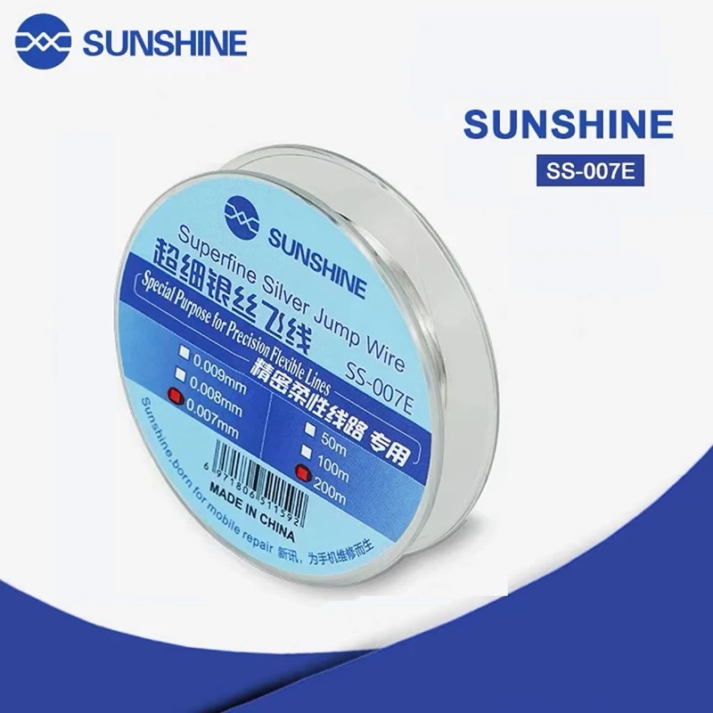 SUNSHINE SS-007E Ultra-fine Flying Line Jump Wire 0.007mm 0.009mm For Mobile Phone CPU Fingerprint Touch Dedicated Repair Line