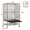 Metal 52" Large Rolling Bird Cage with 3 Perches and 4 Feeders, 3