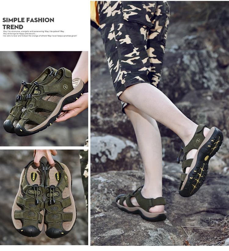 Protectcamel Genuine Leather Sandals Men Outdoor Sports - Uniqwear