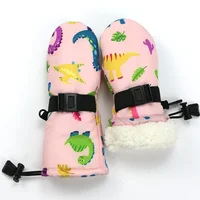 2024 New Children's Ski Mittens Cartoon Dinosaur Printed Waterproof Non-slip Gloves Outdoor Plus Velvet Padded Warm Mittens 1-7T 3