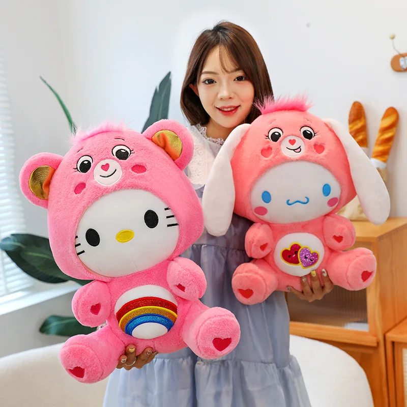 50cm Hello Kitty Bad Badtz-maru Cinnamoroll Plush Toys Rainbow Bears Cute Plush Anime Role Accompanied Children Girl's Dolls 3