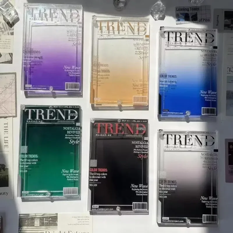Trend American Magazine Style Transparent Acrylic Card Frame Kpop 3-inch Photo Card Holder Display Carry Backpack Pendant