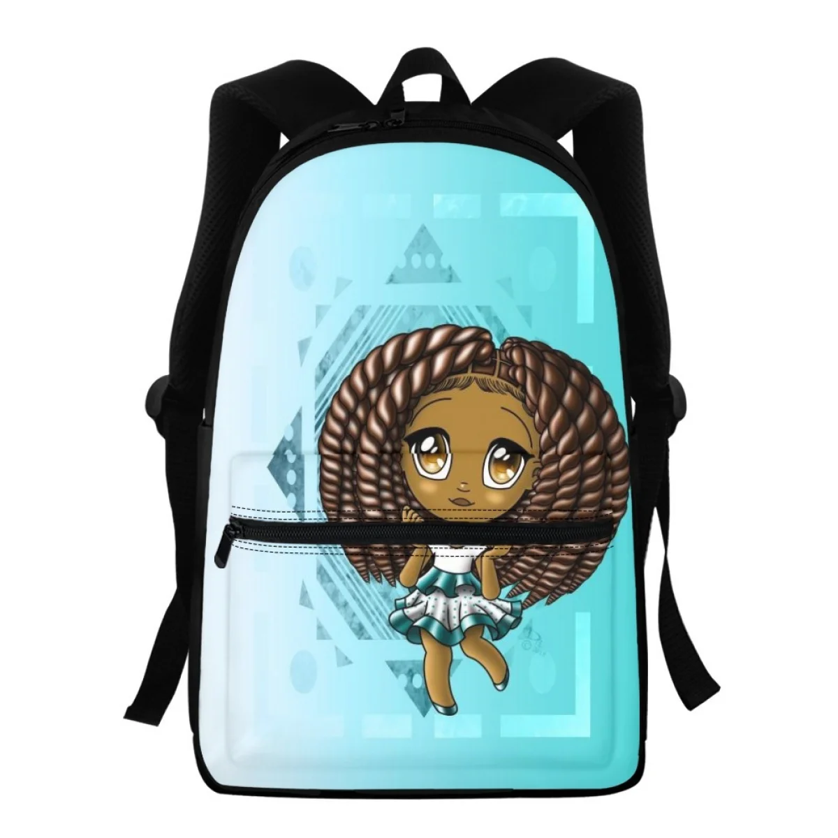 

FORUDESIGNS Students Backpacks Afro American Black Little Girls Printed Book Bags Multi Pocket Stationery Organizer Mochila