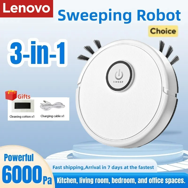 Lenovo Smart Robot Vacuum Cleaner 3 in 1 Sweep Mop Auto Charge Strong Suction 6000Pa LDS Laser Navigation for Pet Hair HardFloor 1