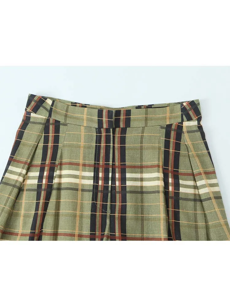 Chic Sense Of Design Women Pants Long Straight Loose Pants Fashion 2025 Autumn Grid Stripe Casual Trousers