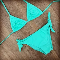 4 Color Brand 2024 Summer Girls Swimwear Soild Baby Kids Swimwear Biquini Infantil Swimsuits Falbala Bikini Girl For 6-14years 3