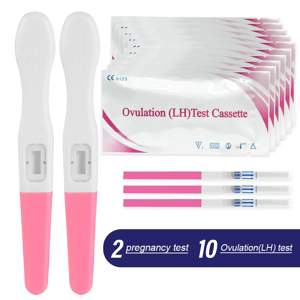 Pregnancy Test Ovulation & Pregnancy Test Strips Combo Kit 10 LH + 2hCG Accurate & Easy to Read 5mm Sticks Pregnancy Tests Early Detection