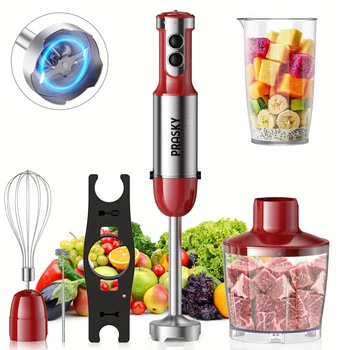 PRASKY 5-in-1 Handheld Immersion Blender with High Power Motor & Multi-Attachment System - Powerful Motor, Whisk, Meat Chopper 1