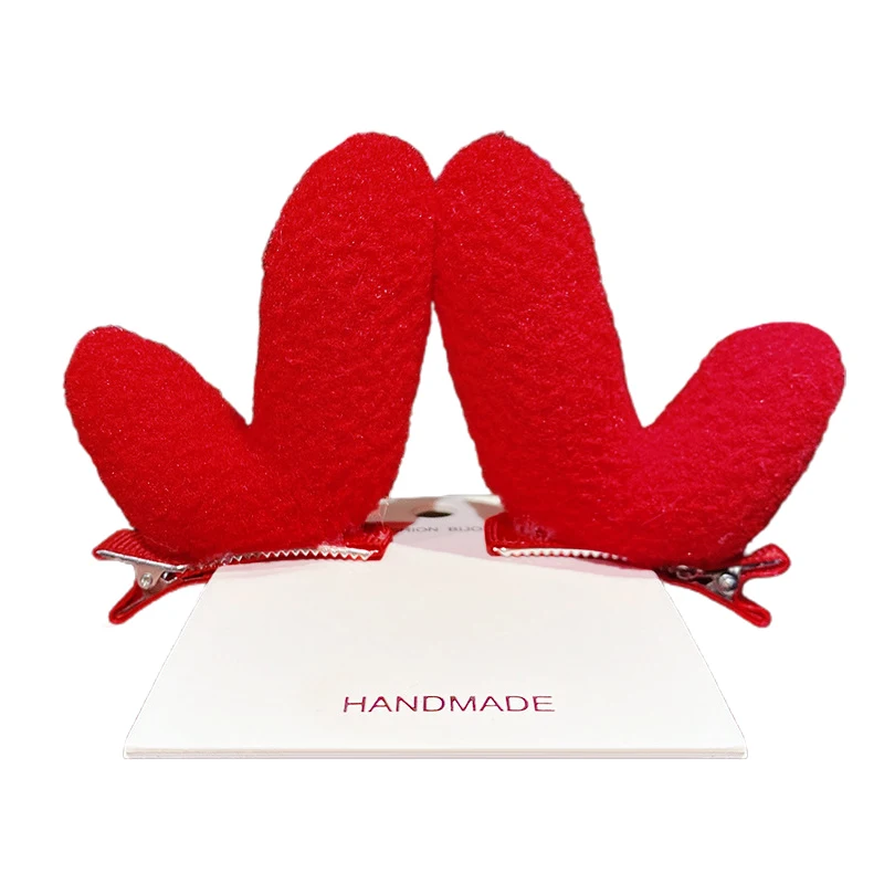 Christmas Autumn Winter Plush Clips Children Girls Heart Ultra Fairy Side Clips Knitted Hair Card Headwear Unisex Sweet Style