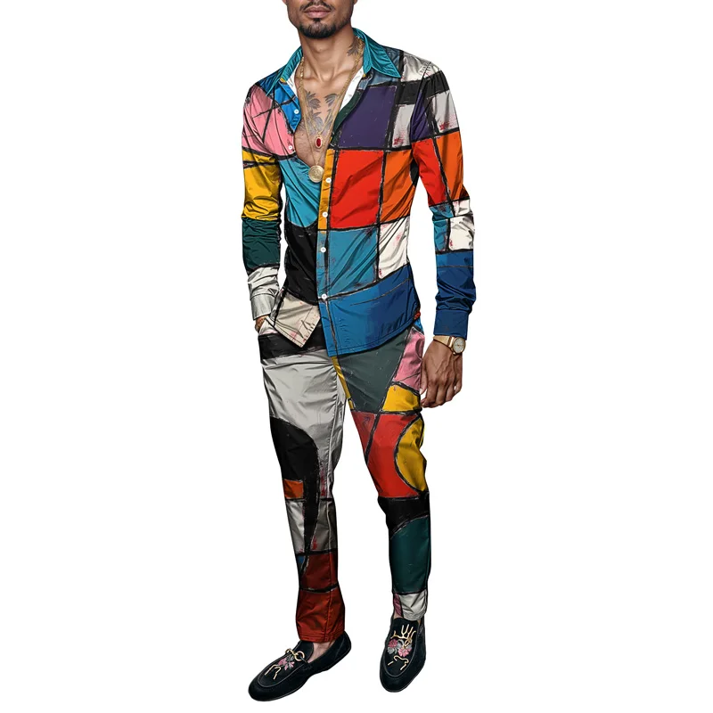 2025 New Style Spring Summer Men Shirt Set Brand Print Fashion Simple Two Piece Set Mens Luxury Lightweight Party Long Sleeves S_voghion.com