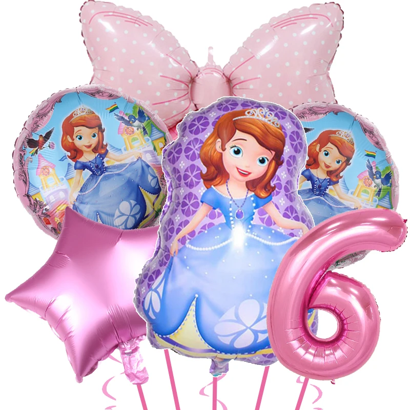 Decoración para fiesta de cumpleaños con temática de la Princesa Sofía de Disney, juego de vajilla de dibujos animados para fiesta de baby shower de niña, decoración con globos, suministros para event