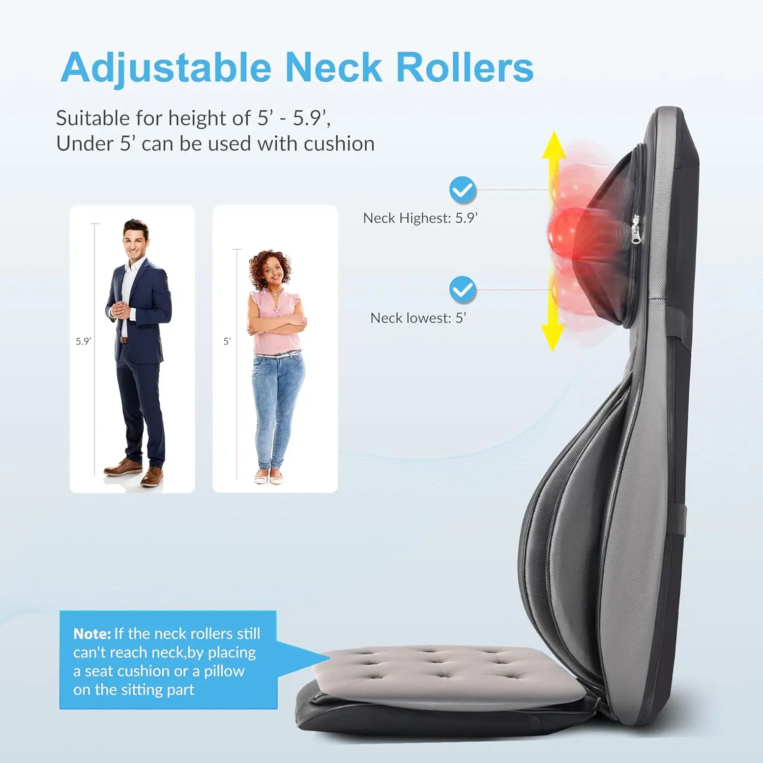 Kneading Massage Chair Pad, Adjustable Compression Seat Massager 6