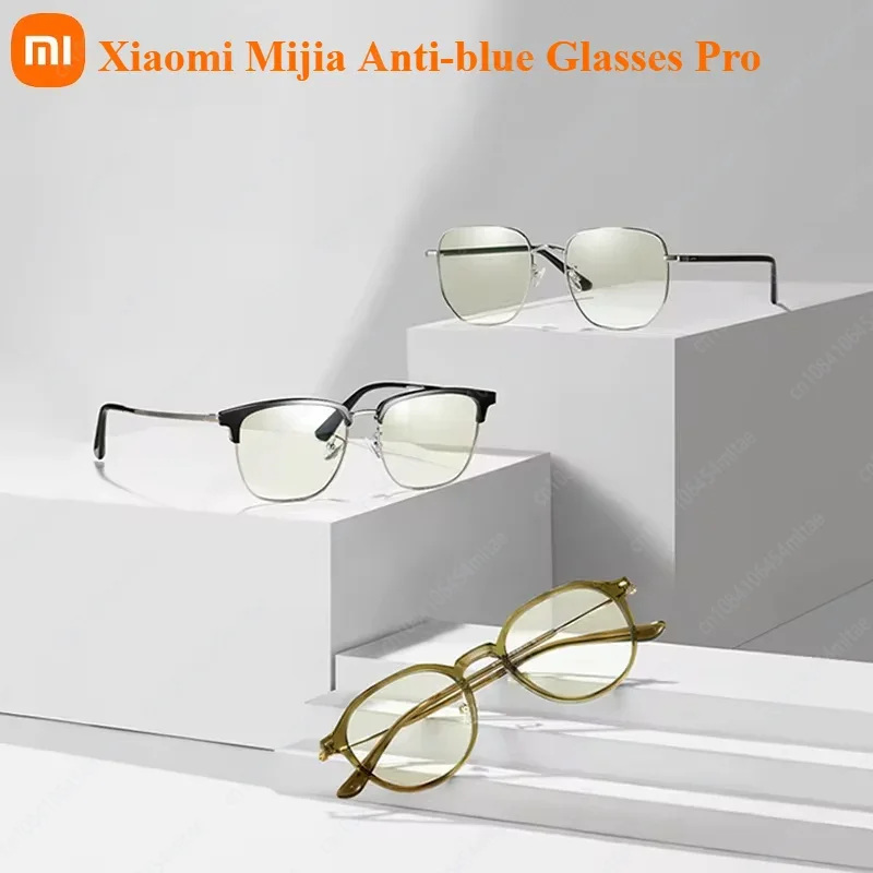 New Xiaomi Mijia Anti-blue Glasses Pro Eye Protection Ultra Light Titanium Alloy Mirror Leg Retro Glasses Ultra-light PC Lens