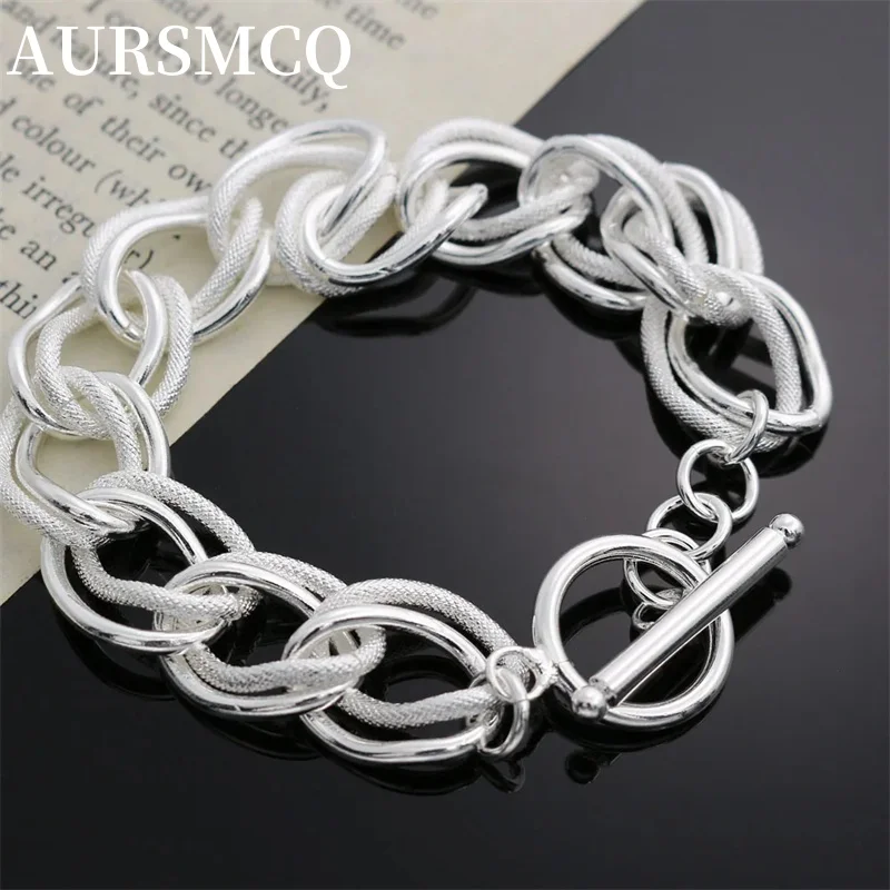 

925 Sterling Silver beautiful Double twist chain Bracelets For Women fashion party Wedding accessories Jewelry Holiday gifts
