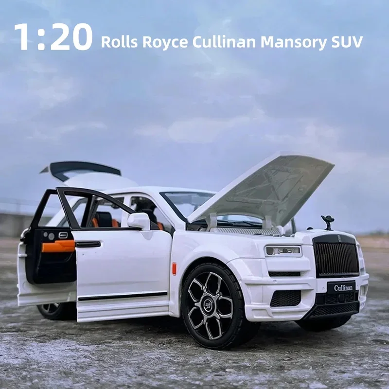 Модель автомобиля 1:20 Rolls Royce Cullinan Mansory SUV из сплава, металлическая литая игрушечная машинка для мальчиков, имитация звука и искусственных игрушек, подарки для мальчиков