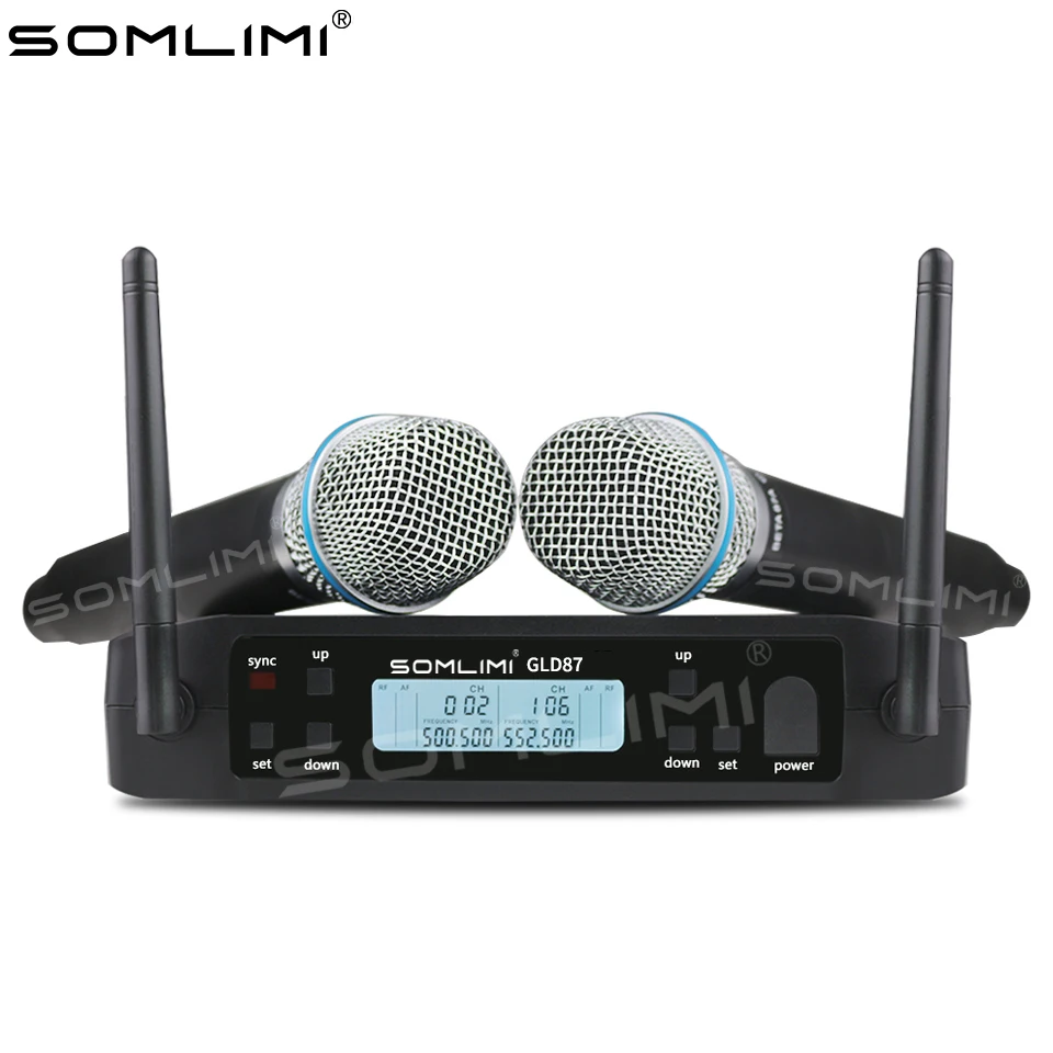 SOMLIMI 500-599MHz B87A 무선 마이크, UHF 2 채널 전문, 파티 노래방 교회 쇼 모임