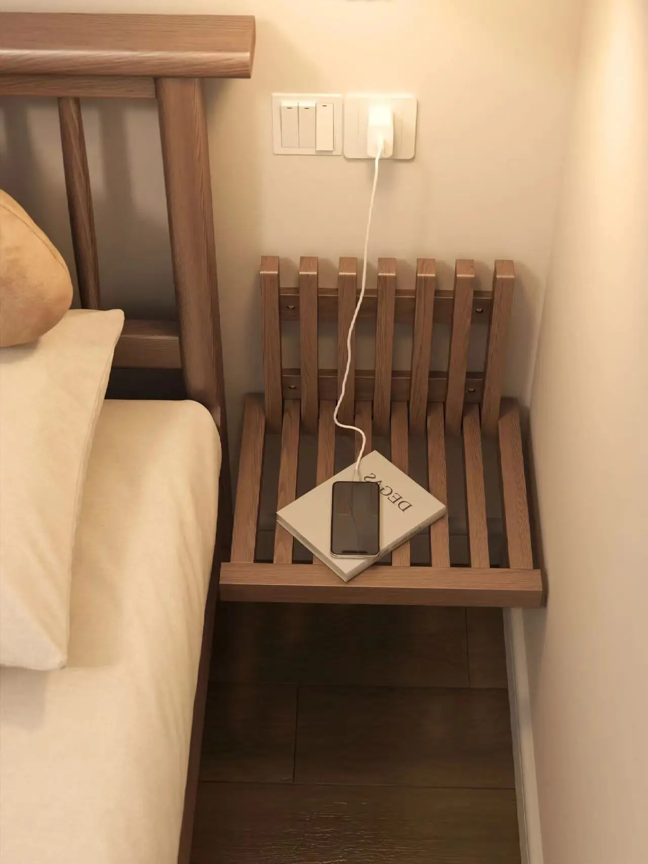 

Folding Stool Home Creative Entry Door Solid Wood Shoe Changing Stool Bedroom Bedside Table Storage Rack Modern Minimalist
