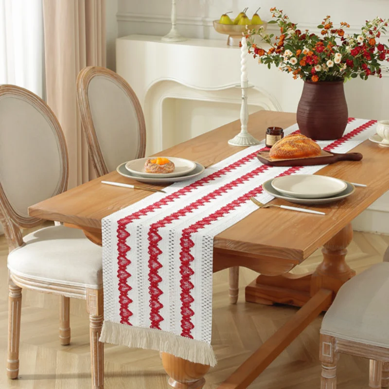 

French style table flag symmetrical color matching tassel long tablecloth living room rectangular festive wedding table flag