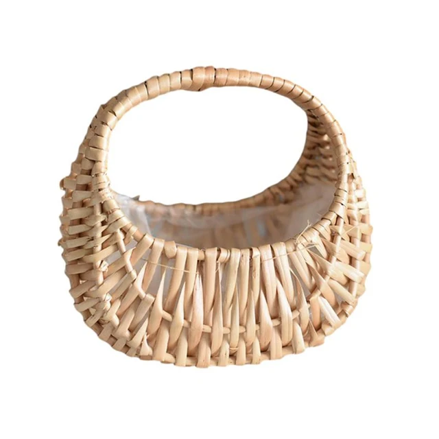 Cestino In Vimini Intrecciato A Mano Con Fodera In Plastica - Per Fiori, Picnic O Casa - Foto 9