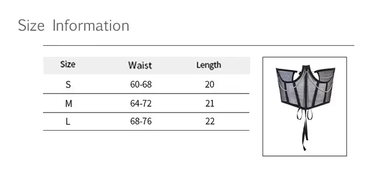 Women's Black Underbust Corset - Punk Style with Metal Chain: Lace Bustier, Strap Design, High Waist Slimming Curve Shaper