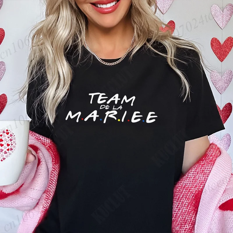 Team De La Mariée T-shirt French Evjf Futur Bride Tees Friends Single Farewell Bachelorette Party Tees Shirt for Women Clothing 3